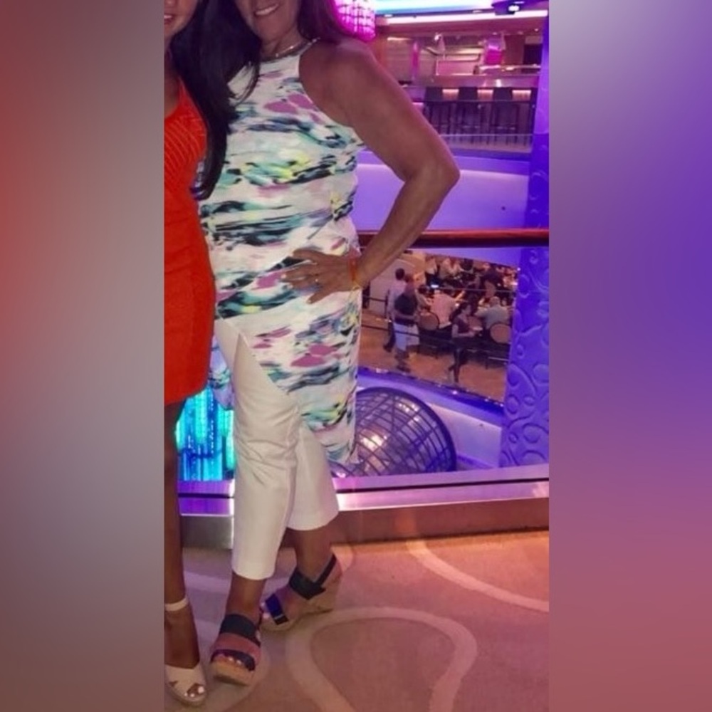 High low white colorful shirt